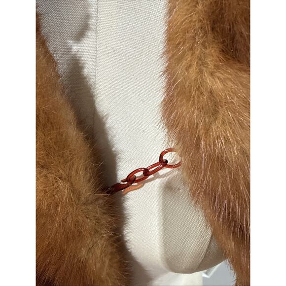 VTG Red Mink Fur Stole Wrap 4 Full Pelts Bakelite Clasp 53” Length No Odor - Picture 2 of 8